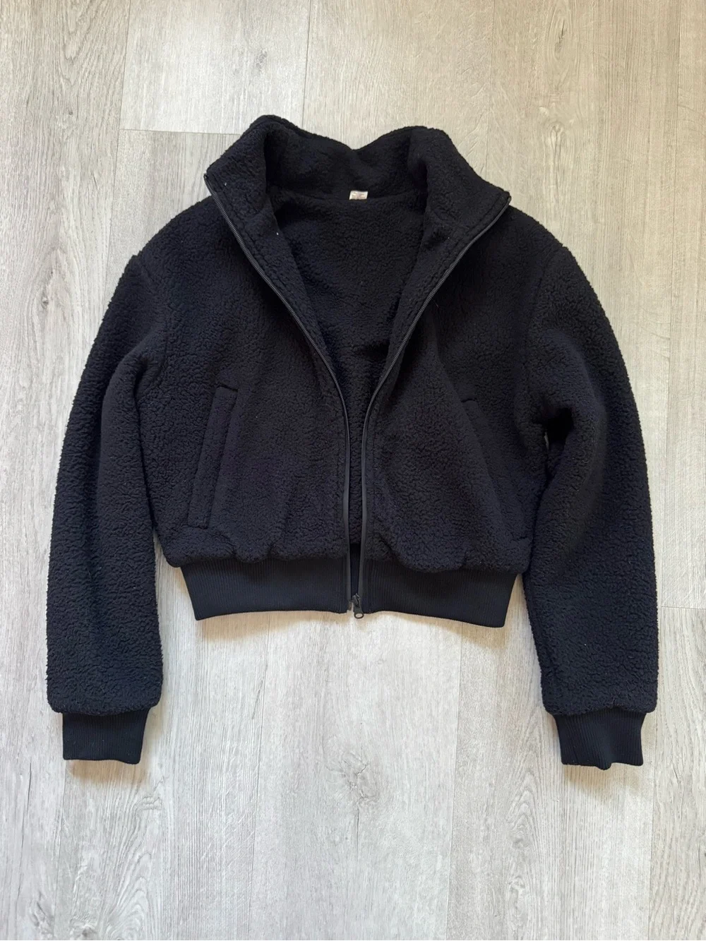 ALO Yoga Black Sherpa Zip-Up Jacket